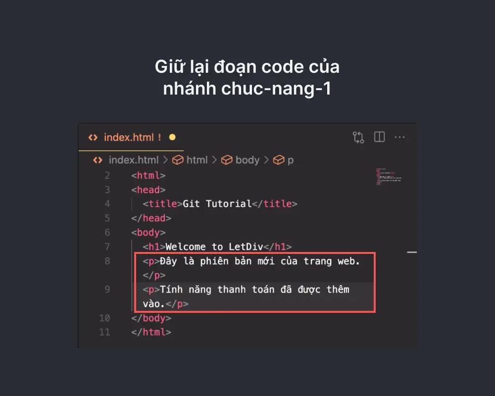 Giữ lại đoạn code của nhánh chức năng 1