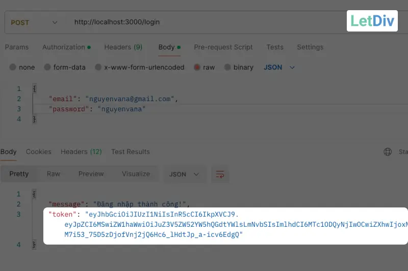 API login trả về token