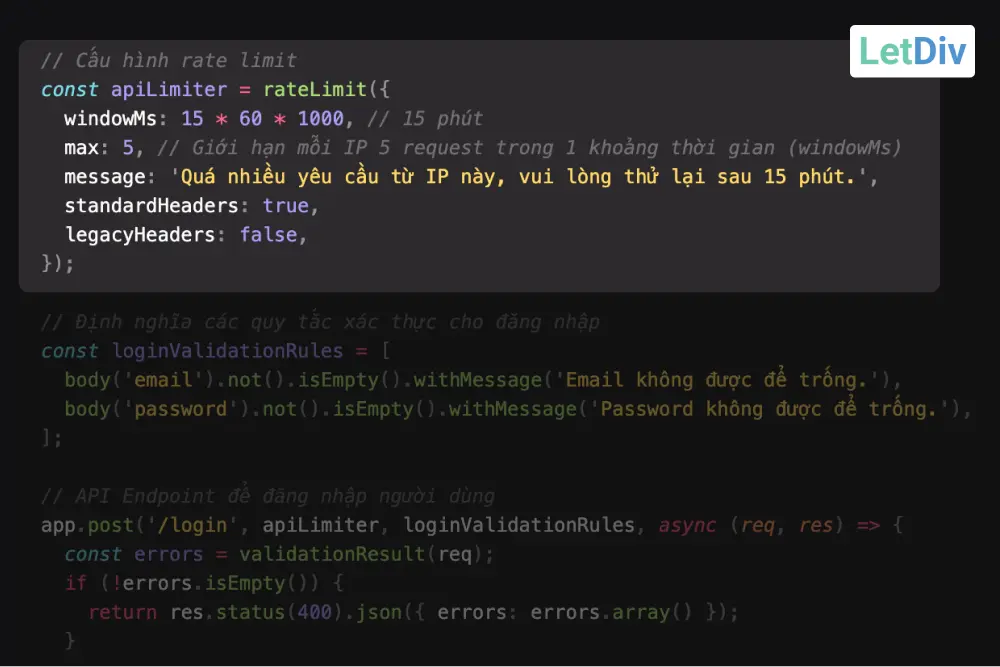 Cấu hình rate limiting