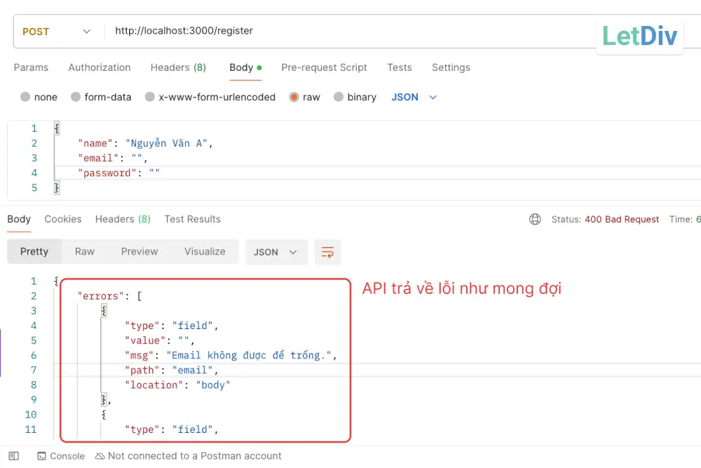 Gọi API đăng ký sau khi refactor